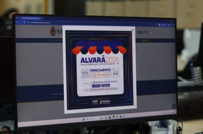 Alvará 2026: última chance para desconto de 10% no pagamento da cota única via app Manaus Atende