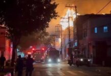 Incêndio de grandes proporções atinge fábrica de mesas de sinuca no Brás, em São Paulo