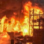 Incêndio de grandes proporções atinge distribuidora de tintas em Diadema (SP)