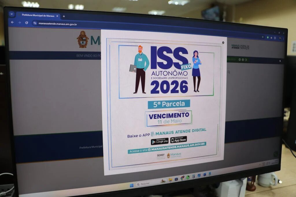 Quinta parcela do ISS Fixo 2026 vence nesta segunda-feira com desconto no aplicativo Manaus Atende