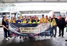 Maio Amarelo: Prefeitura leva conscientização sobre segurança no trânsito a rodoviários e passageiros no T3