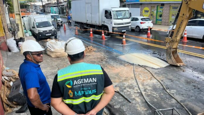 Ageman notifica Águas de Manaus após rompimento de tubulação no Novo Aleixo