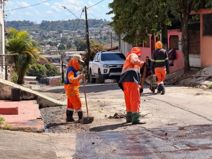 Prefeitura de Manaus intensifica recuperação asfáltica no Colônia Terra Nova com programa 'Manaus que a Gente Cuida'