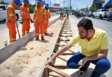 Prefeito Renato Junior vistoria obras de reestruturação de canteiros centrais na zona Norte de Manaus